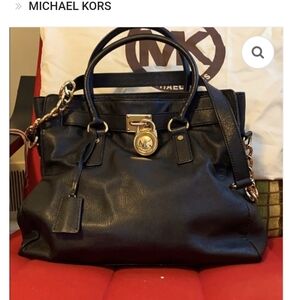Michael Kors Black Leather Tote Bag
